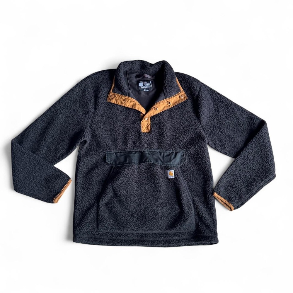 Carhartt Black & Brown Sherpa Fleece Quarter Zip Sweatshirt